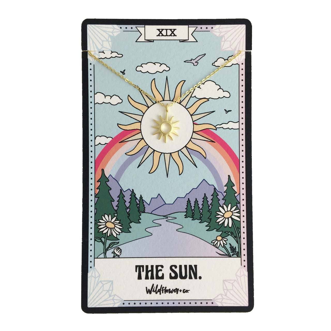 Tarot Card Necklace, The Sun - Gold Dipped Necklaces Wildflower + Co. 