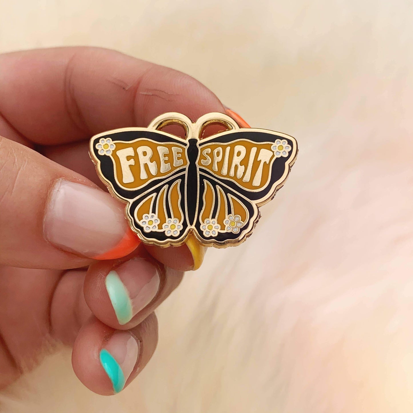 Free Spirit Butterfly Enamel Pin Wildflower + Co. 