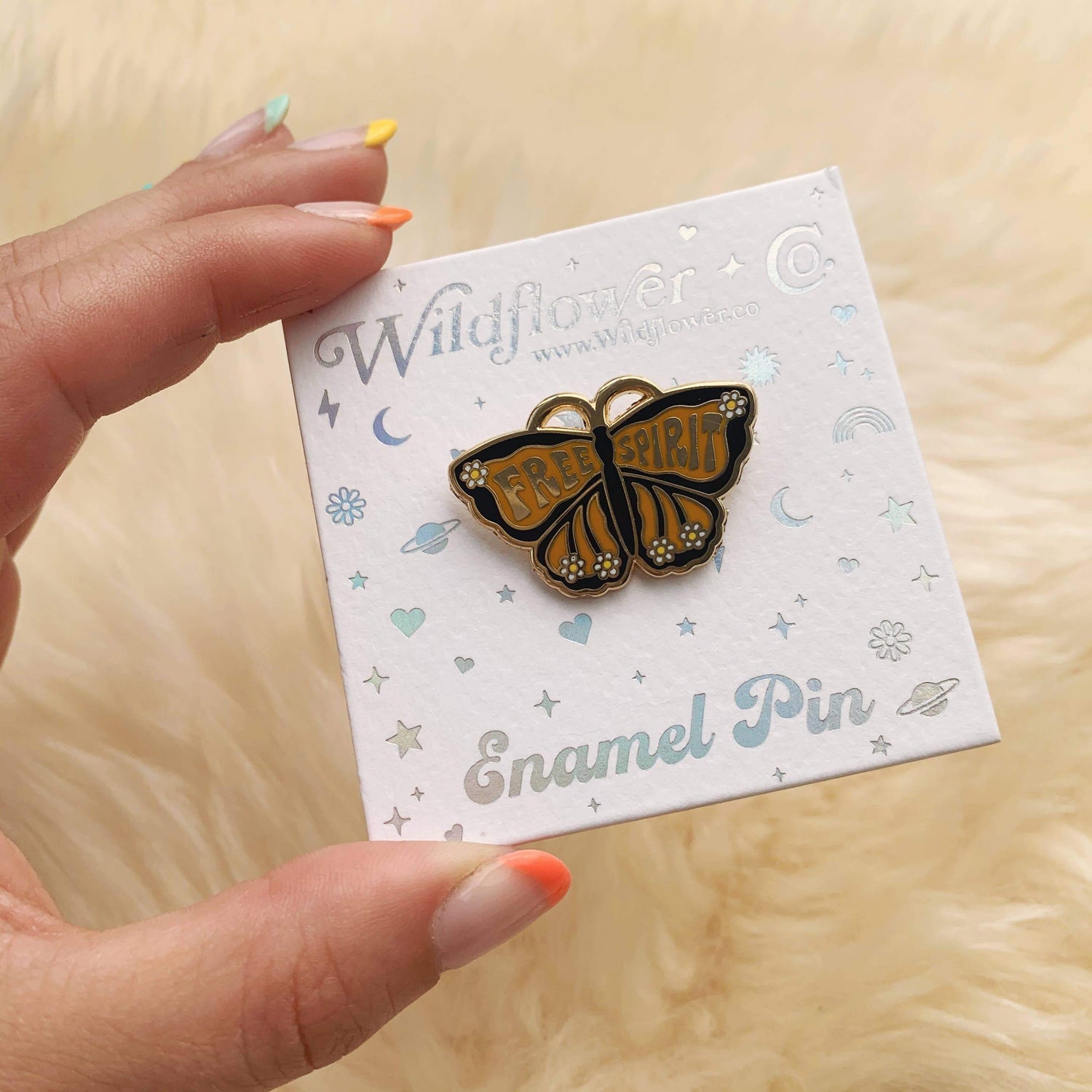 Free Spirit Butterfly Enamel Pin Brooches & Lapel Pins Wildflower + Co. 