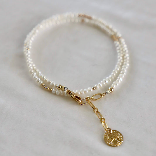 Pearl Double Wrap Bracelet + Choker In One Bracelets Katie Waltman Jewelry 