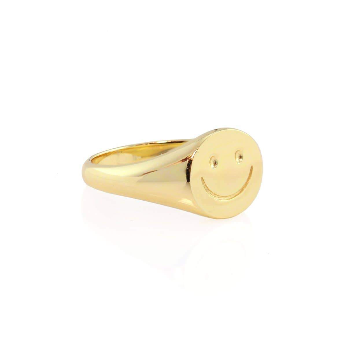 Happy Signet Ring- 18K Gold on Sterling Silver ring Kris Nations 