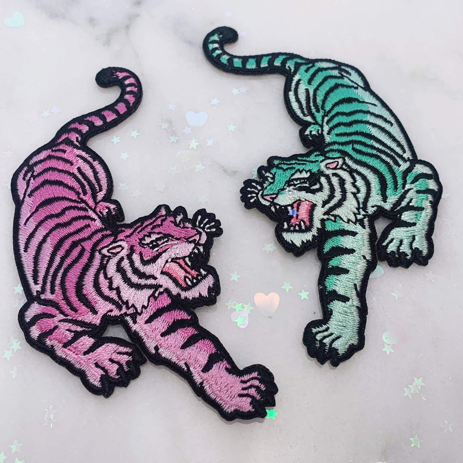 Tiger - Left - Iron On Patch, Lilac Wildflower + Co. 