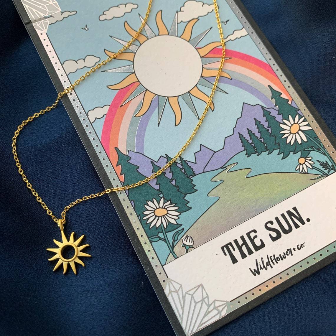 Tarot Card Necklace, The Sun - Gold Dipped Necklaces Wildflower + Co. 