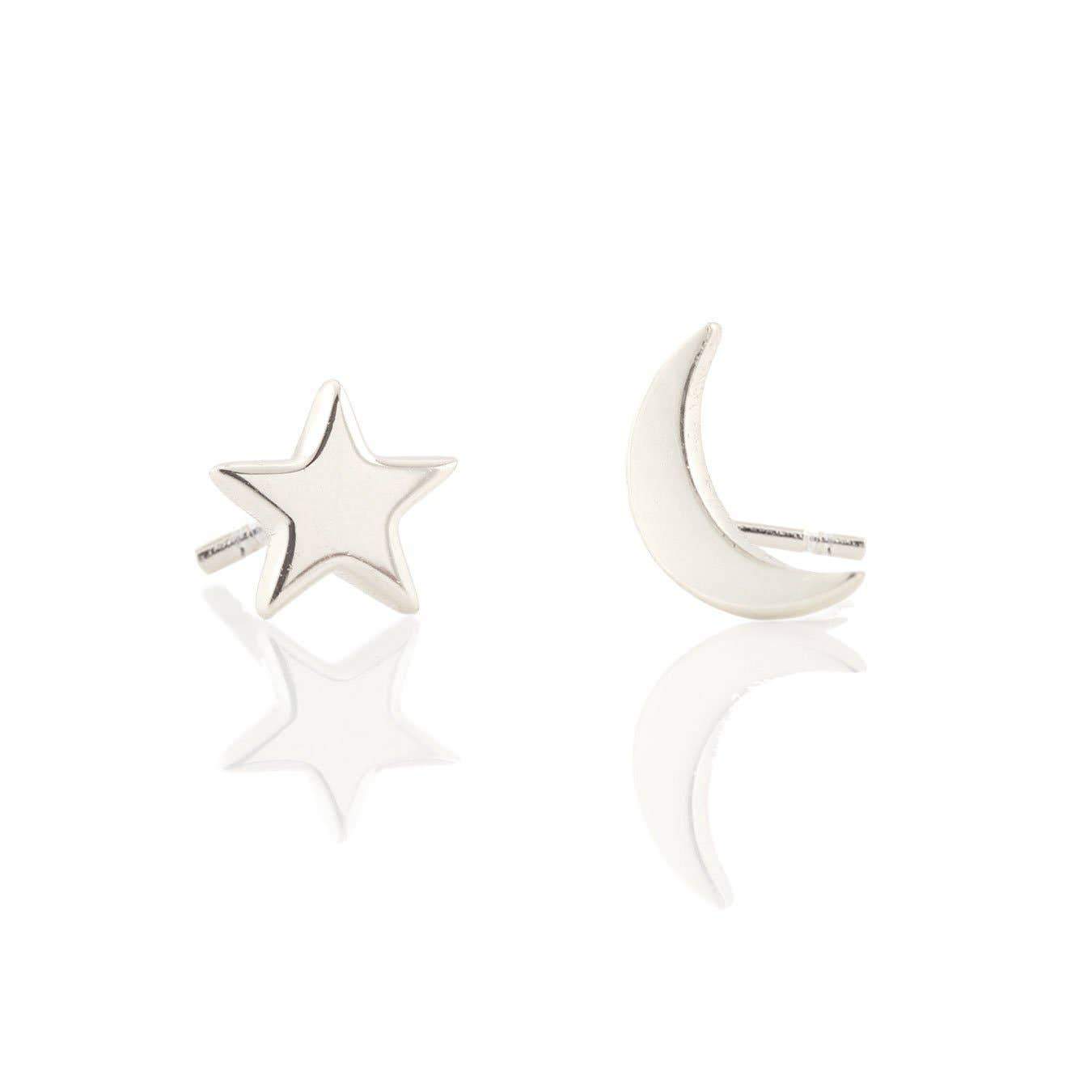 Star & Moon Stud Earrings Earrings Kris Nations Sterling Silver 